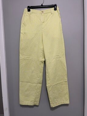 NWOT Aritzia Sunday Best Green Gingham Pants- 100% Organic Cotton
